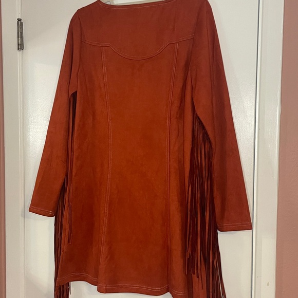 NWT Smak Parlour Suede Shift Fringe Dress XL/14 - Picture 3 of 12